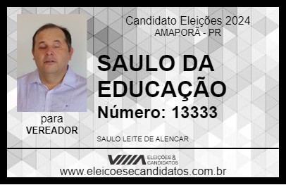 Candidato SAULO DA EDUCAÇÃO 2024 - AMAPORÃ - Eleições