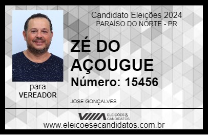 Candidato ZÉ DO AÇOUGUE 2024 - PARAÍSO DO NORTE - Eleições