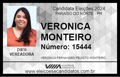 Candidato VERONICA MONTEIRO 2024 - PARAÍSO DO NORTE - Eleições