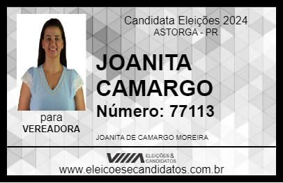 Candidato JOANITA CAMARGO 2024 - ASTORGA - Eleições