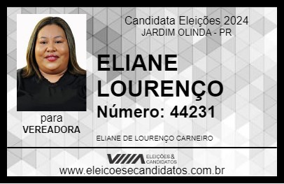 Candidato ELIANE LOURENÇO 2024 - JARDIM OLINDA - Eleições