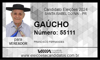 Candidato GAÚCHO 2024 - SANTA ISABEL DO IVAÍ - Eleições