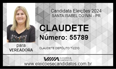 Candidato CLAUDETE  2024 - SANTA ISABEL DO IVAÍ - Eleições