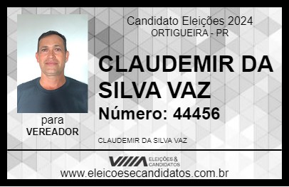 Candidato CLAUDEMIR VAZ TIQUINHO 2024 - ORTIGUEIRA - Eleições