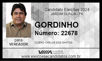 Candidato GORDINHO 2024 - JARDIM OLINDA - Eleições