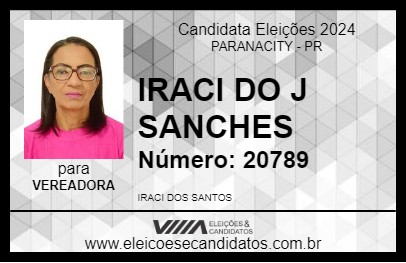 Candidato IRACI DO J SANCHES 2024 - PARANACITY - Eleições