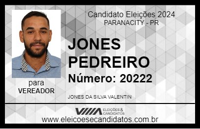 Candidato JONES PEDREIRO 2024 - PARANACITY - Eleições