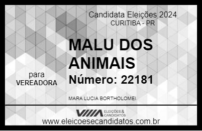 Candidato MALU DOS ANIMAIS 2024 - CURITIBA - Eleições