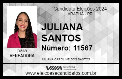 Candidato JULIANA SANTOS 2024 - ARAPUÃ - Eleições