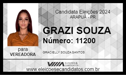 Candidato GRAZI SOUZA 2024 - ARAPUÃ - Eleições