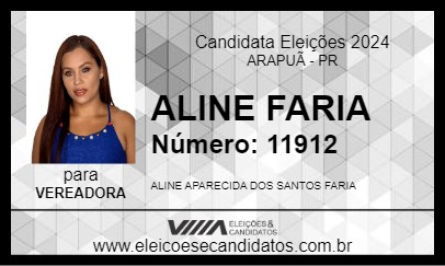 Candidato ALINE FARIA 2024 - ARAPUÃ - Eleições