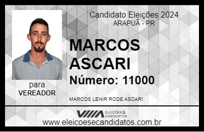 Candidato MARCOS ASCARI 2024 - ARAPUÃ - Eleições