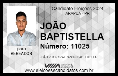 Candidato JOÃO BAPTISTELLA 2024 - ARAPUÃ - Eleições