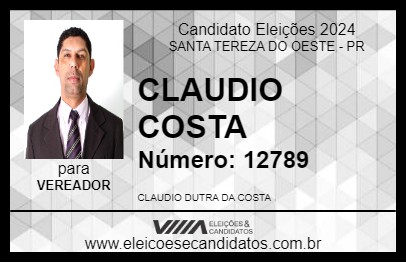 Candidato CLAUDIO COSTA 2024 - SANTA TEREZA DO OESTE - Eleições