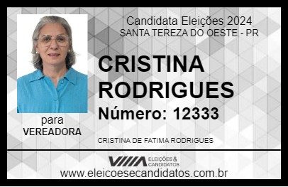 Candidato CRISTINA RODRIGUES 2024 - SANTA TEREZA DO OESTE - Eleições