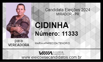 Candidato CIDINHA 2024 - MIRADOR - Eleições