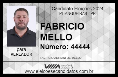 Candidato FABRICIO MELLO 2024 - PITANGUEIRAS - Eleições