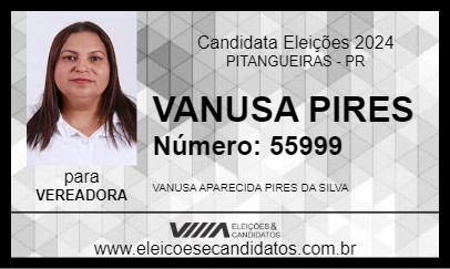 Candidato VANUSA PIRES 2024 - PITANGUEIRAS - Eleições