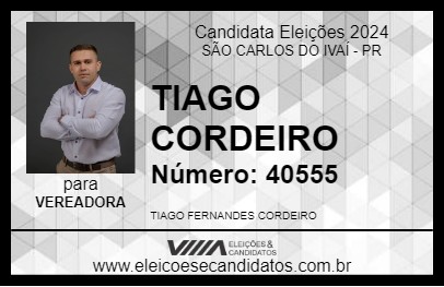 Candidato TIAGO CORDEIRO 2024 - SÃO CARLOS DO IVAÍ - Eleições