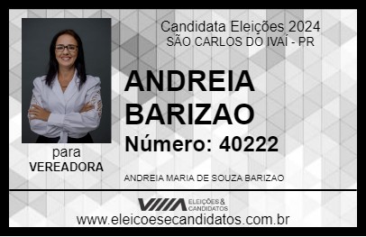 Candidato ANDREIA BARIZAO 2024 - SÃO CARLOS DO IVAÍ - Eleições