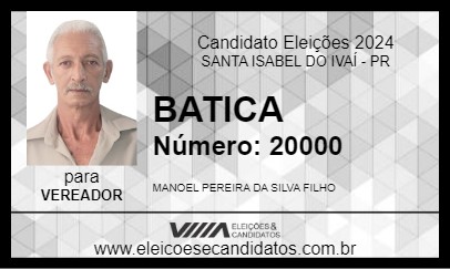 Candidato BATICA 2024 - SANTA ISABEL DO IVAÍ - Eleições