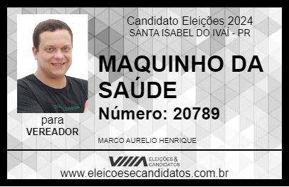 Candidato MARQUINHO DA SAÚDE 2024 - SANTA ISABEL DO IVAÍ - Eleições