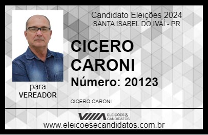 Candidato CICERO CARONI 2024 - SANTA ISABEL DO IVAÍ - Eleições