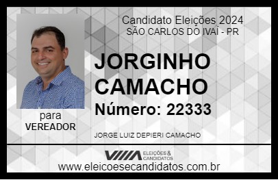 Candidato JORGINHO CAMACHO 2024 - SÃO CARLOS DO IVAÍ - Eleições