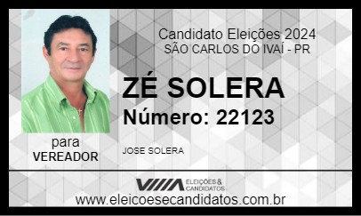 Candidato ZÉ SOLERA 2024 - SÃO CARLOS DO IVAÍ - Eleições