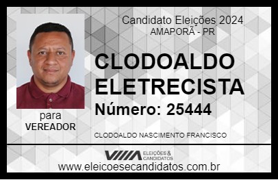 Candidato CLODOALDO ELETRECISTA 2024 - AMAPORÃ - Eleições