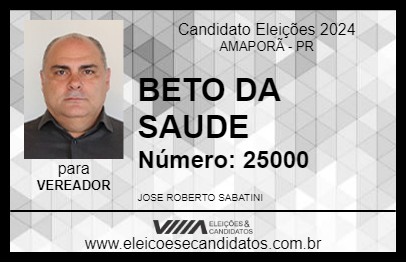 Candidato BETO DA SAUDE 2024 - AMAPORÃ - Eleições