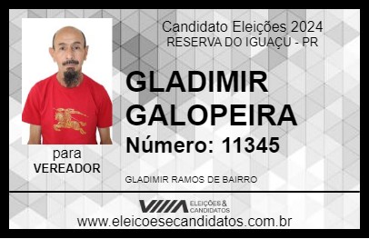 Candidato GLADIMIR GALOPEIRA 2024 - RESERVA DO IGUAÇU - Eleições