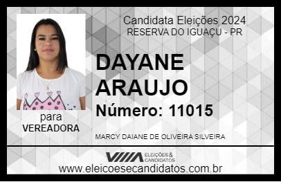 Candidato DAYANE ARAUJO 2024 - RESERVA DO IGUAÇU - Eleições