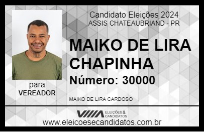 Candidato MAIKO DE LIRA CHAPINHA 2024 - ASSIS CHATEAUBRIAND - Eleições