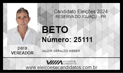 Candidato BETO 2024 - RESERVA DO IGUAÇU - Eleições