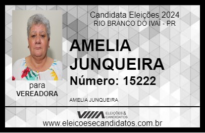 Candidato AMELIA JUNQUEIRA 2024 - RIO BRANCO DO IVAÍ - Eleições