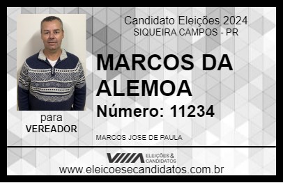 Candidato MARCOS DA ALEMOA 2024 - SIQUEIRA CAMPOS - Eleições