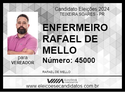 Candidato ENFERMEIRO RAFAEL DE MELLO 2024 - TEIXEIRA SOARES - Eleições