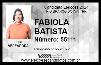 Candidato FABIOLA BATISTA 2024 - RIO BRANCO DO IVAÍ - Eleições