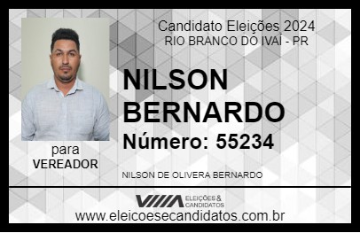 Candidato NILSON BERNARDO 2024 - RIO BRANCO DO IVAÍ - Eleições