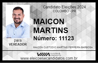 Candidato MAICON MARTINS 2024 - COLOMBO - Eleições