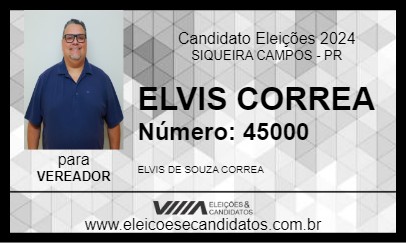 Candidato ELVIS CORREA 2024 - SIQUEIRA CAMPOS - Eleições