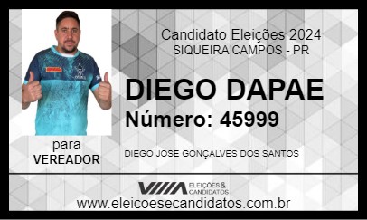 Candidato DIEGO DAPAE 2024 - SIQUEIRA CAMPOS - Eleições