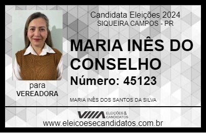 Candidato MARIA INÊS 2024 - SIQUEIRA CAMPOS - Eleições