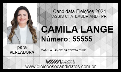 Candidato CAMILA LANGE 2024 - ASSIS CHATEAUBRIAND - Eleições