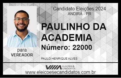 Candidato PAULINHO DA ACADEMIA  2024 - ANDIRÁ - Eleições