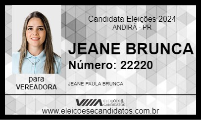 Candidato JEANE BRUNCA 2024 - ANDIRÁ - Eleições