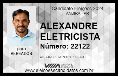 Candidato ALEXANDRE ELETRICISTA 2024 - ANDIRÁ - Eleições