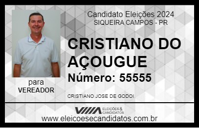 Candidato CRISTIANO DO AÇOUGUE 2024 - SIQUEIRA CAMPOS - Eleições