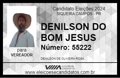 Candidato DENILSON DO BOM JESUS 2024 - SIQUEIRA CAMPOS - Eleições